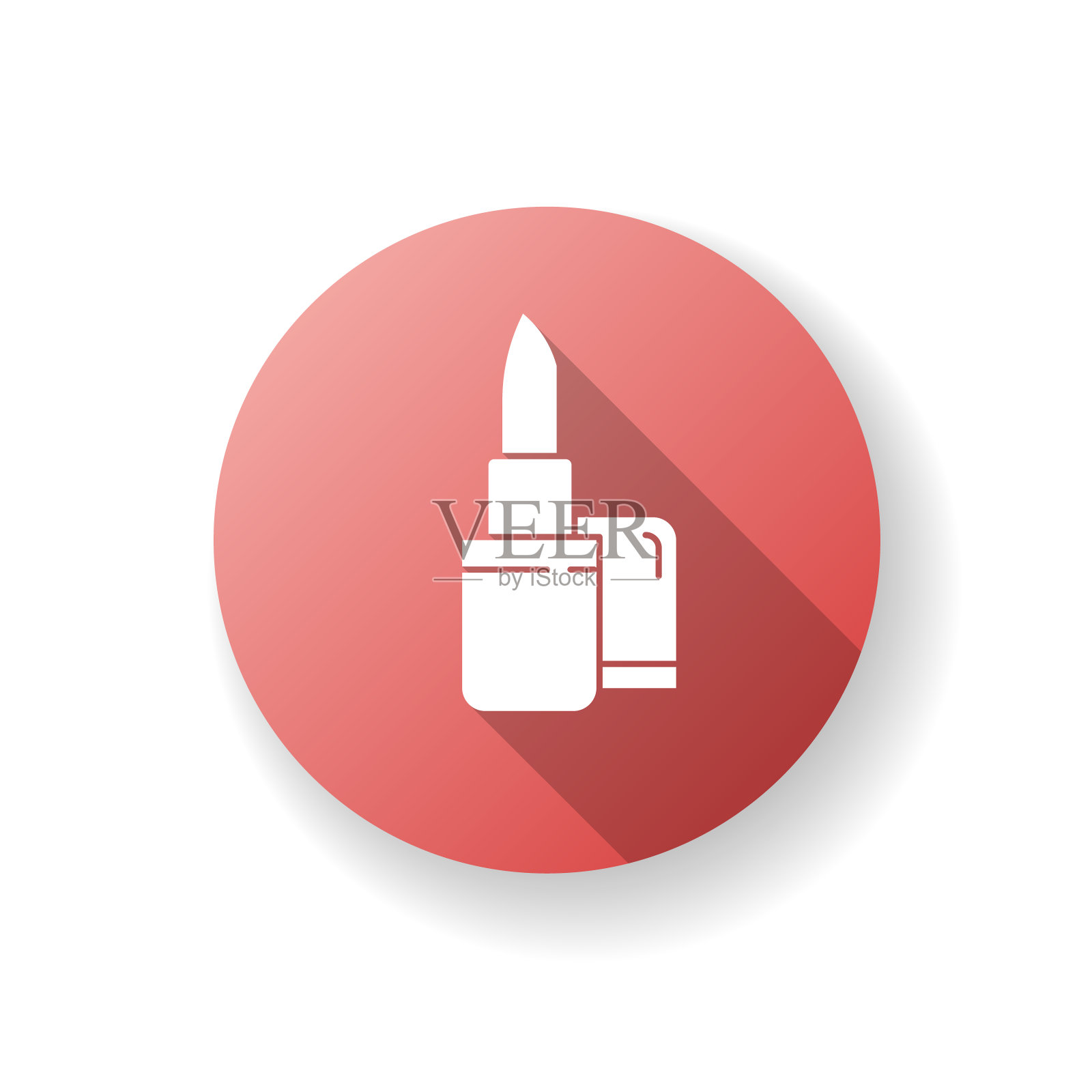 口红红色平面设计长阴影字形图标插画图片素材