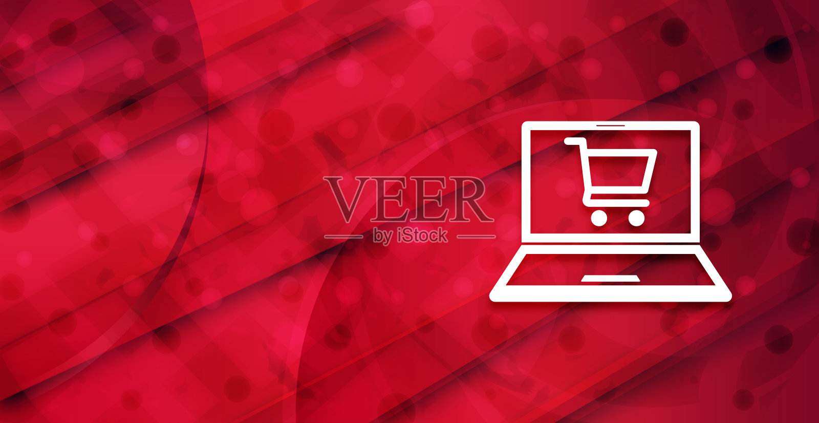 网上购物车笔记本电脑图标彩色闪亮抽象横幅背景插图插画图片素材