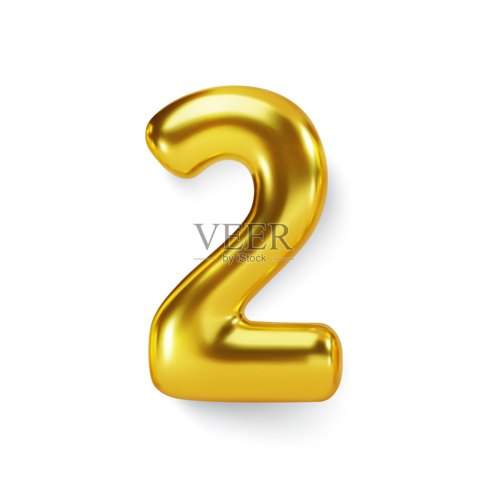 金色数字气球2 2。矢量逼真3d角色插画图片素材