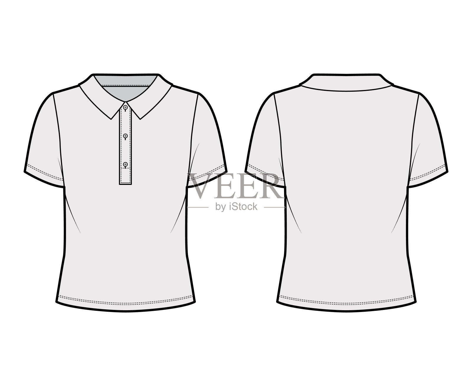 马球衫技术时尚插图与棉质短袖，超大，纽扣沿前外套插画图片素材