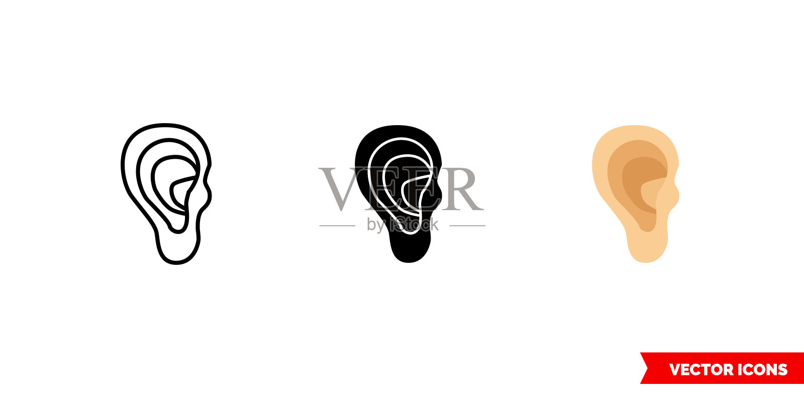 人耳图标有彩色、黑白、轮廓三种类型。孤立向量符号符号图标素材