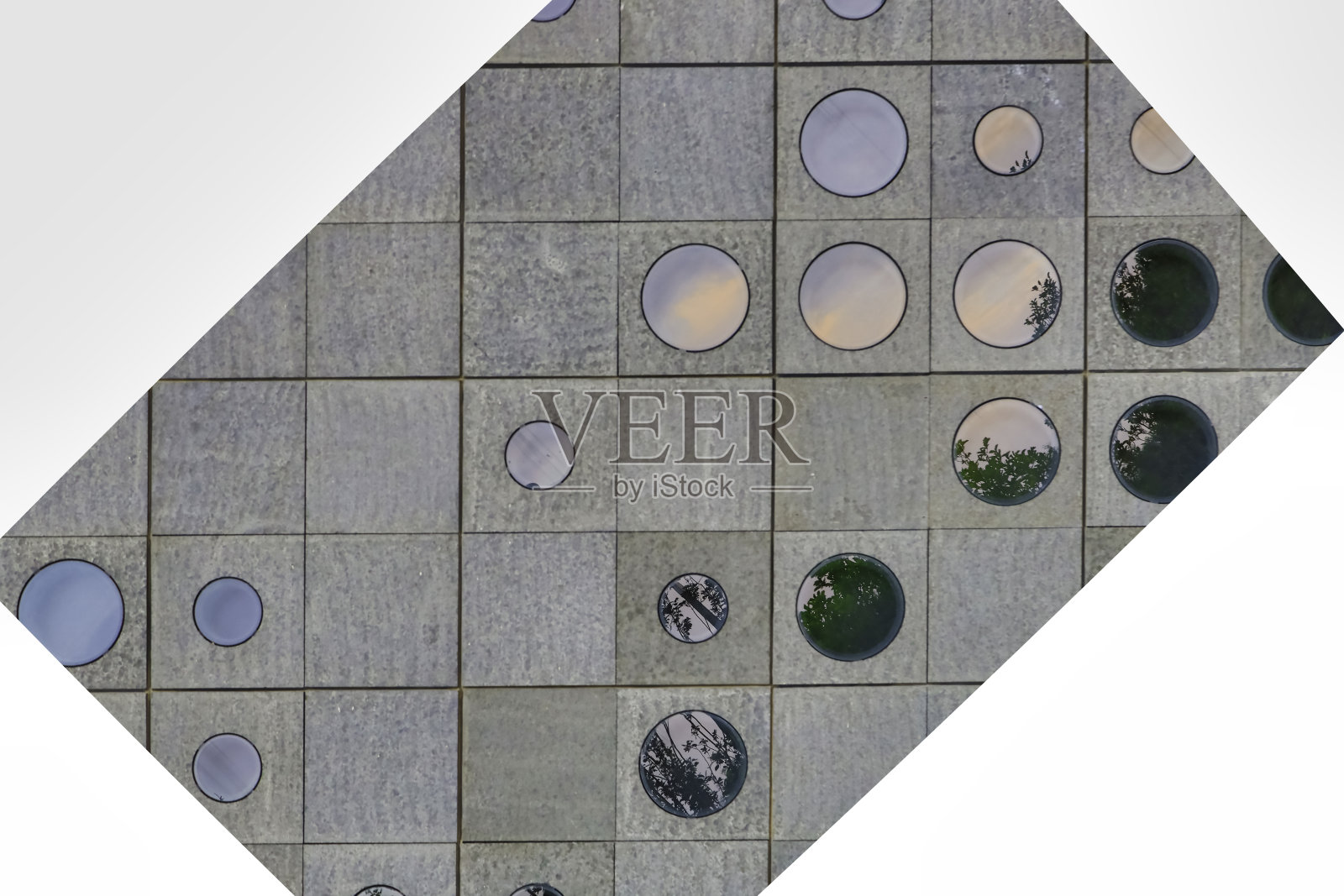 大理石墙玻璃映射照片摄影图片