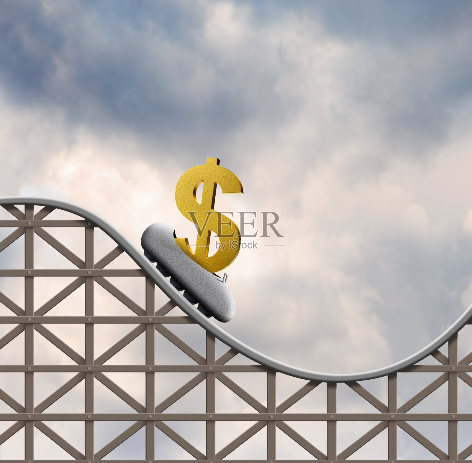 过山车上的美元符号照片摄影图片