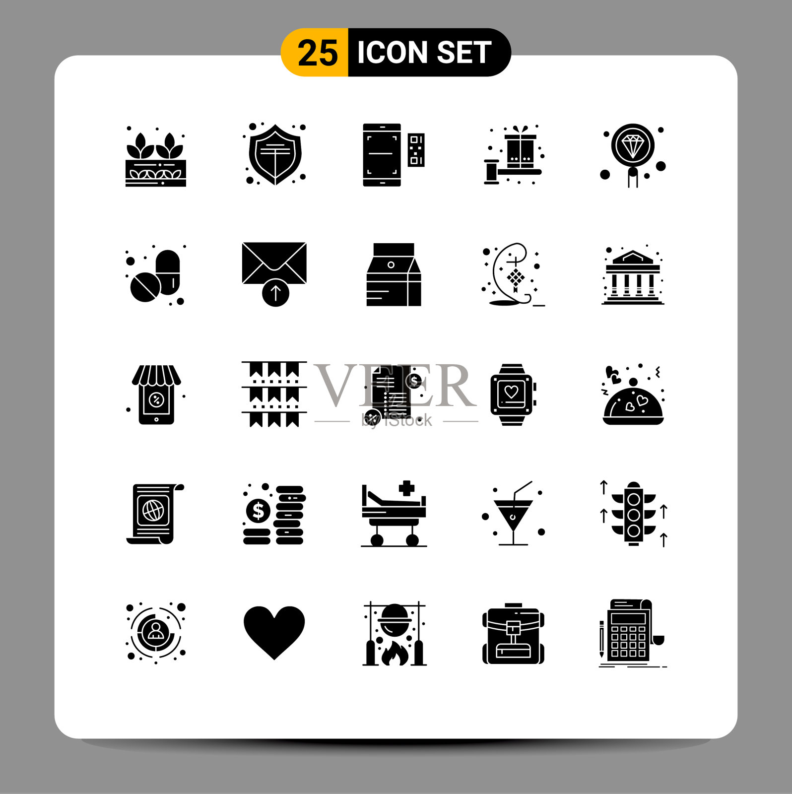 股票图标包25行符号和符号图标素材