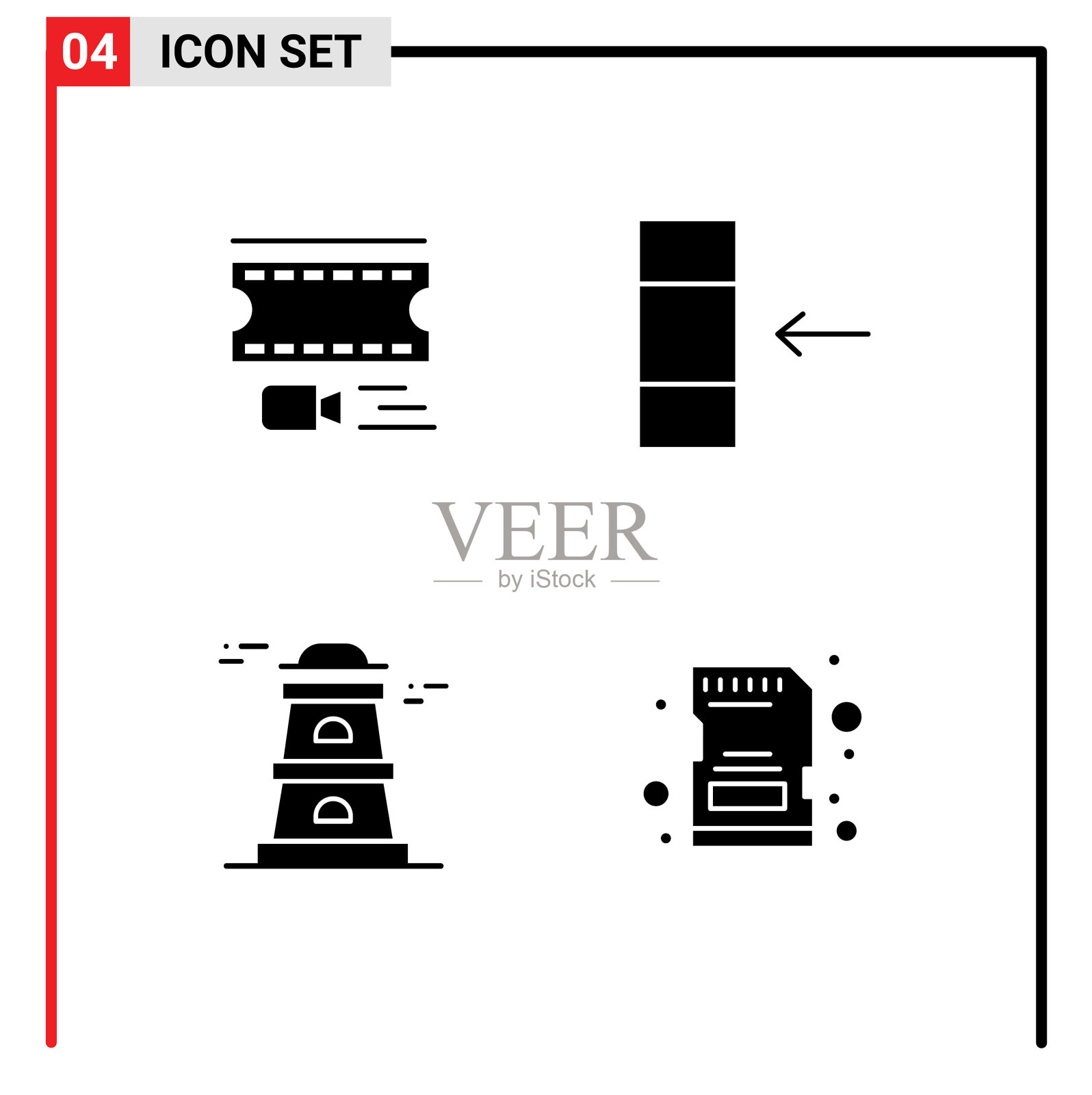 4个通用的固体符号设置为网络和移动插画图片素材