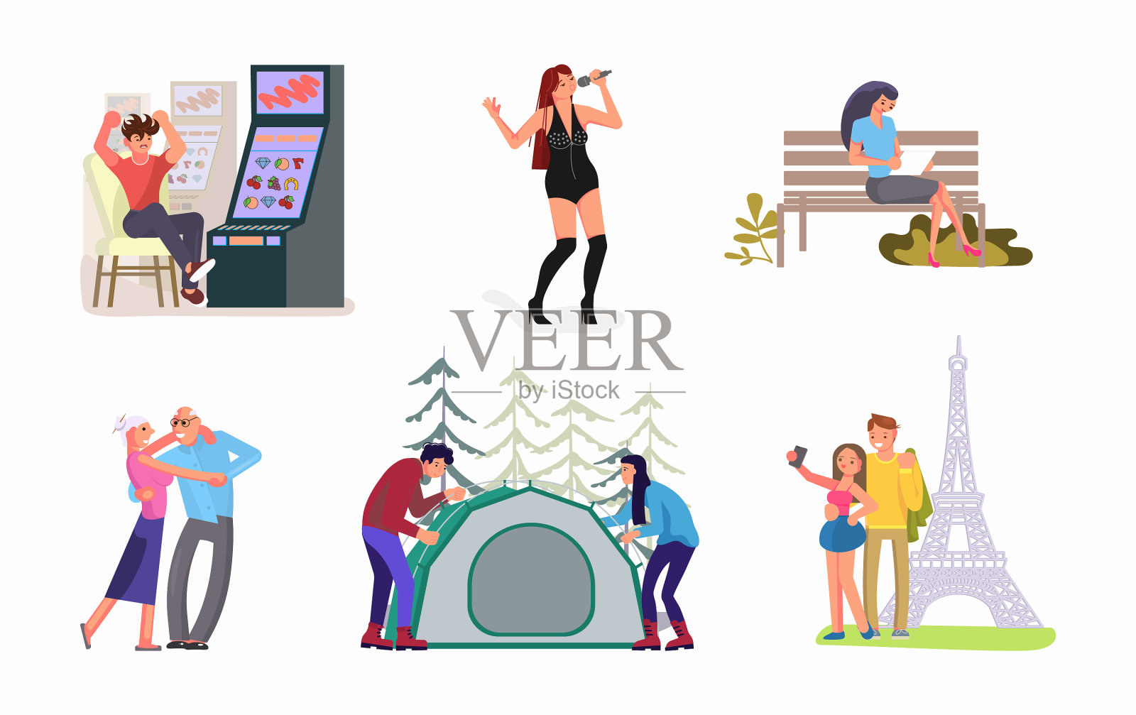 包不同的爱好插画图片素材