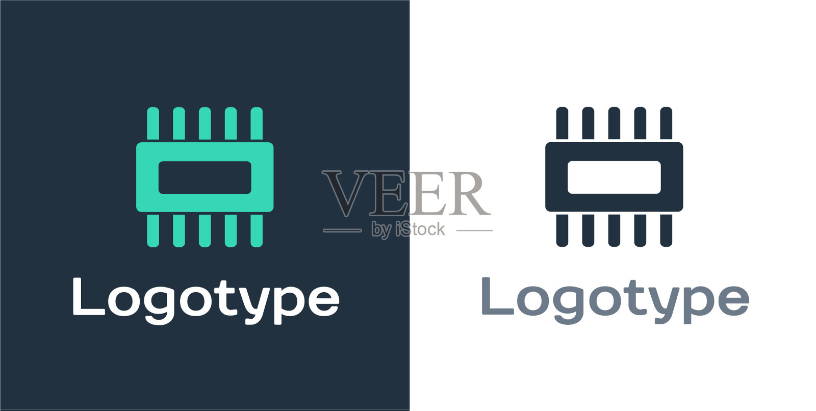 带有微电路的标识式计算机处理器图标素材