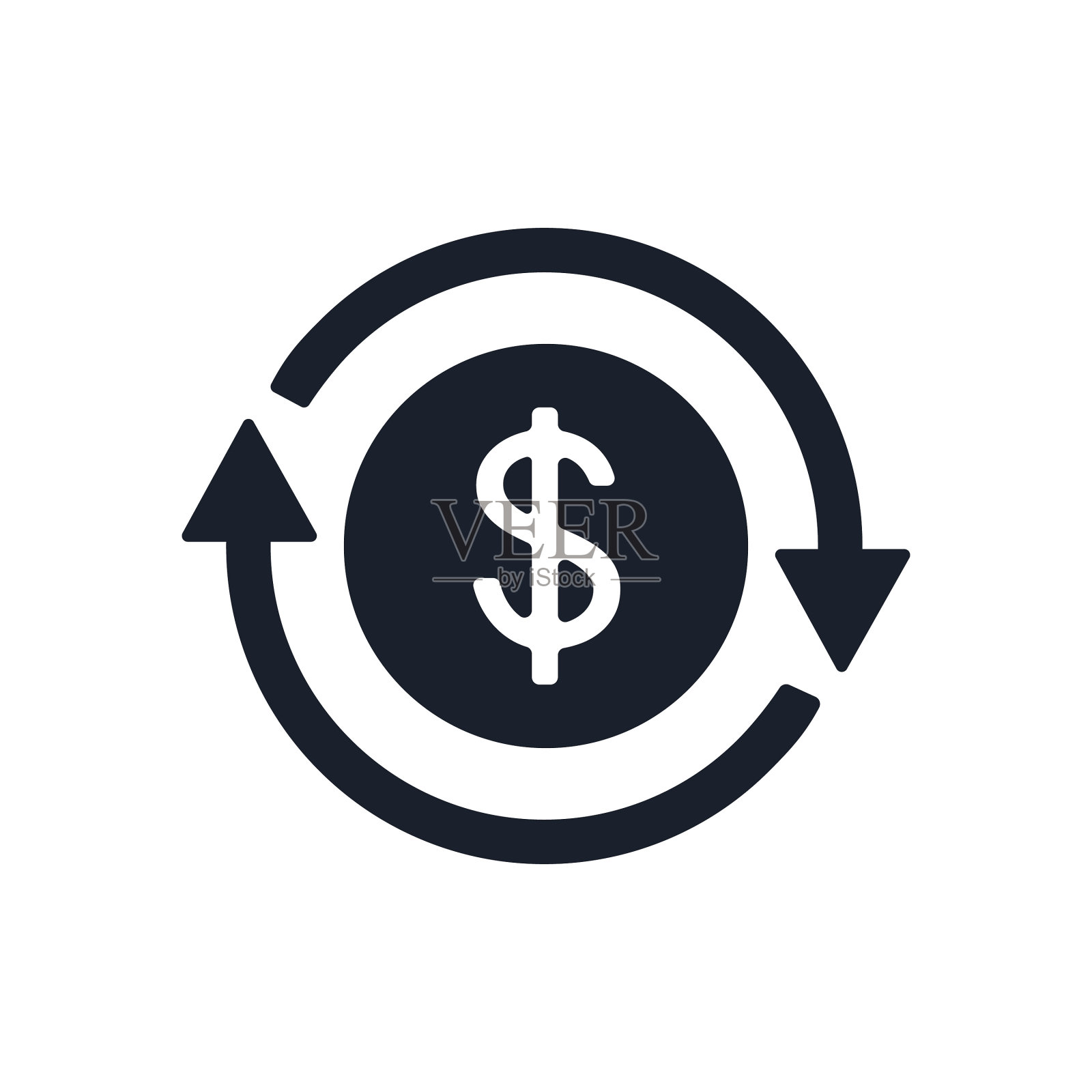 图标美元符号在圆圈中制成箭头硬币图标素材