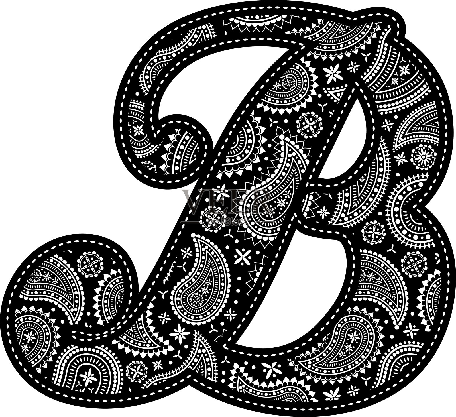 佩斯利，大写字母b设计元素图片