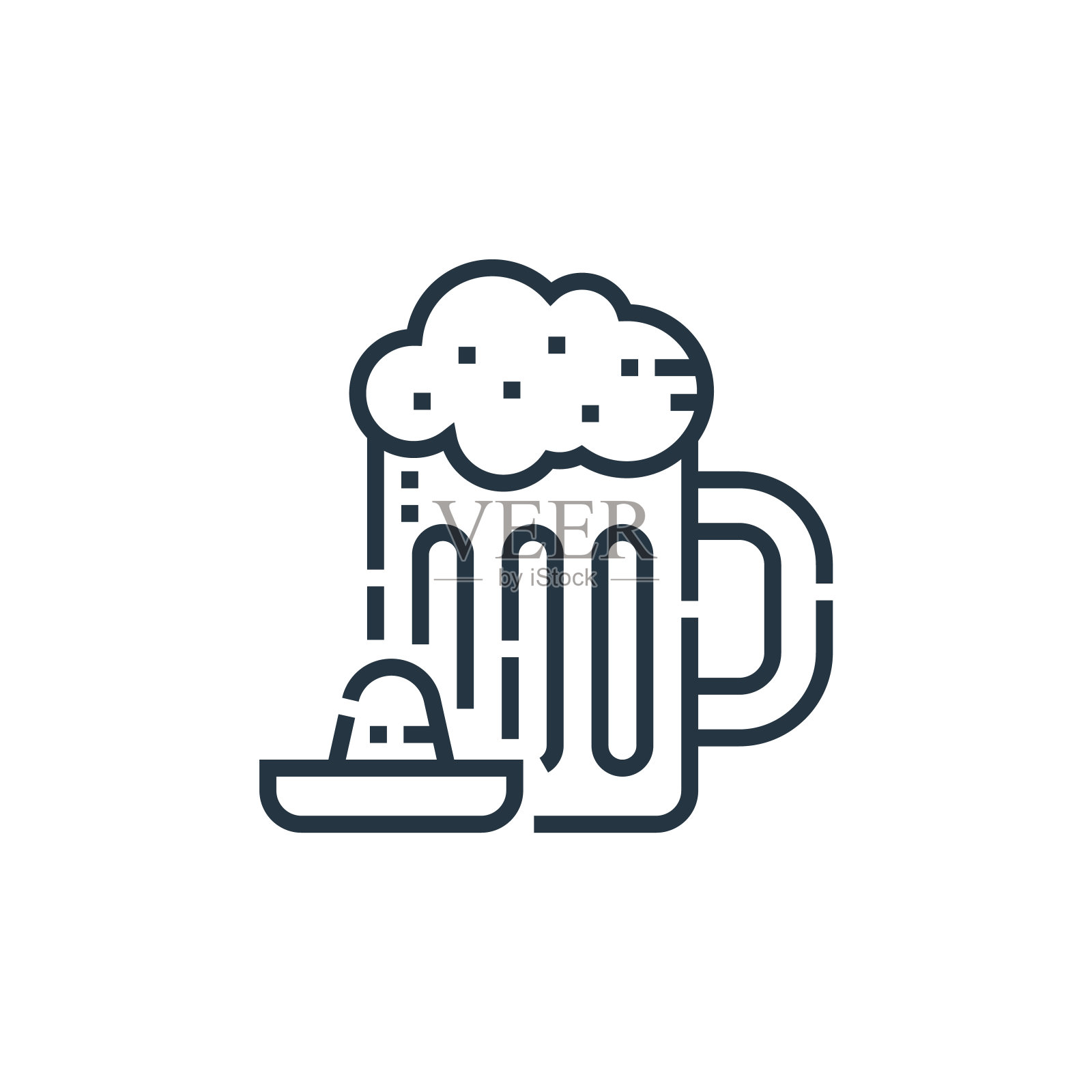 啤酒矢量图标孤立在白色背景。啤酒图标的轮廓，细线，用于网站设计和手机，应用程序开发。细线啤酒轮廓图标矢量插图。图标素材