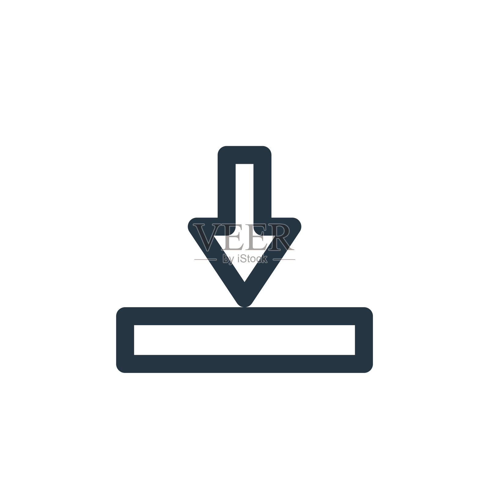 下载矢量图标隔离在白色背景。大纲，细线下载图标的网站设计和移动，应用程序开发。细线下载大纲图标矢量插图。图标素材