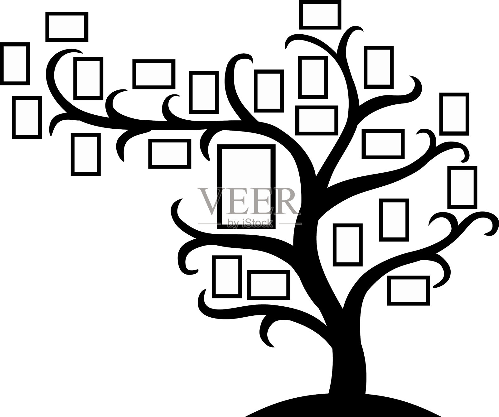 家庭树模板与相框插入插画图片素材