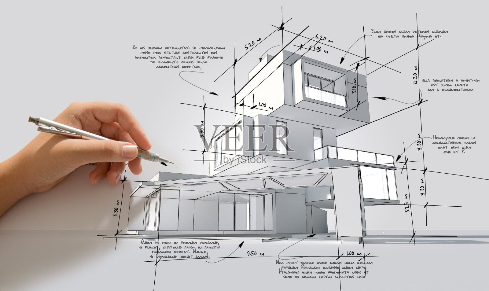 手写建筑设计规范照片摄影图片