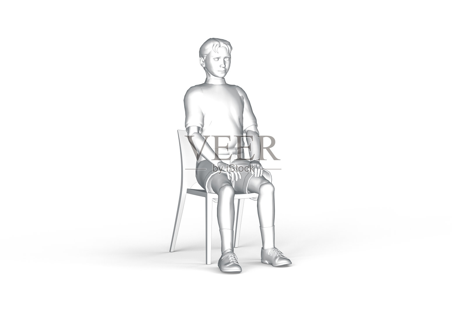 孩子坐在椅子上照片摄影图片