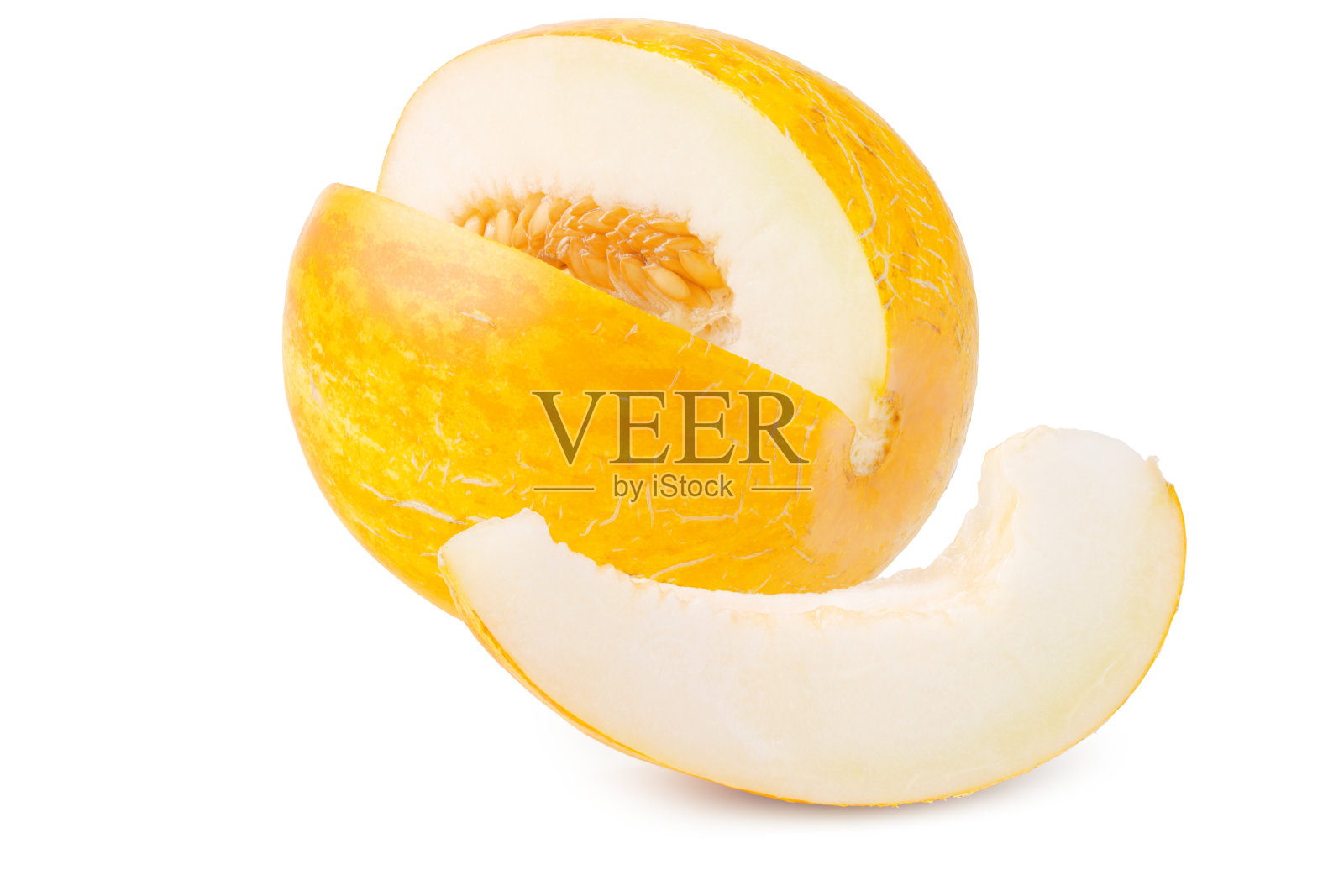 整个和切片的瓜孤立在白色的背景照片摄影图片