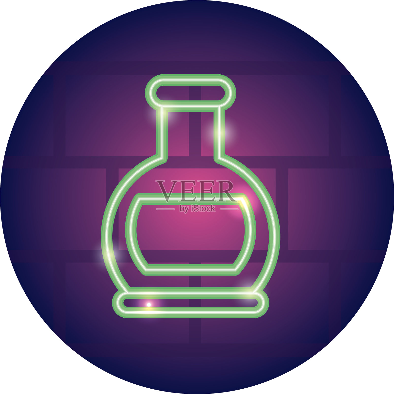 化学烧瓶图标霓虹灯风格设计元素图片