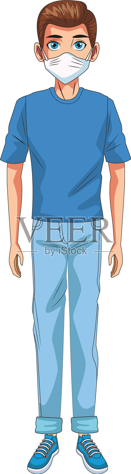 用面具的人插画图片素材