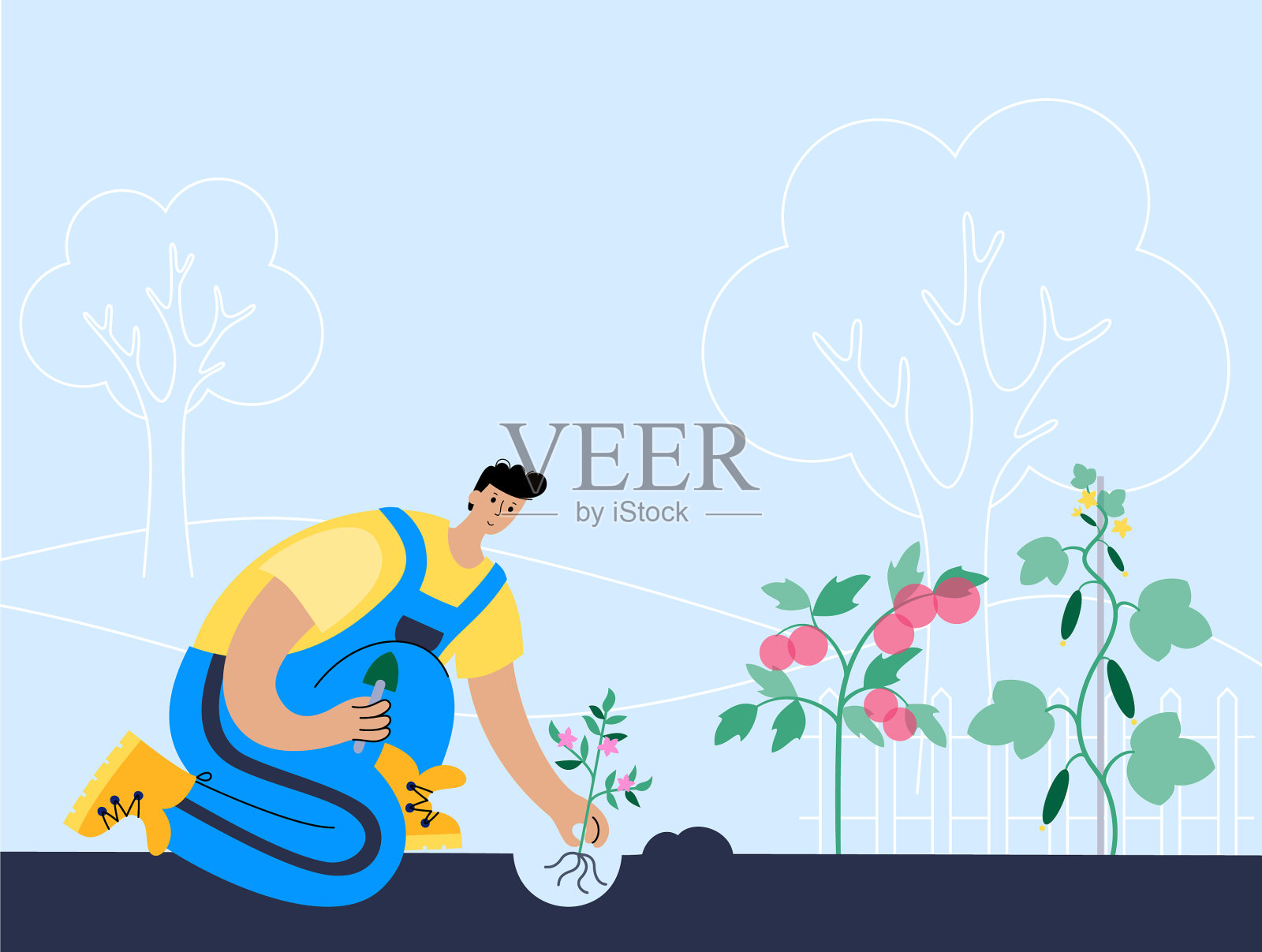 花园的工作概念插画图片素材