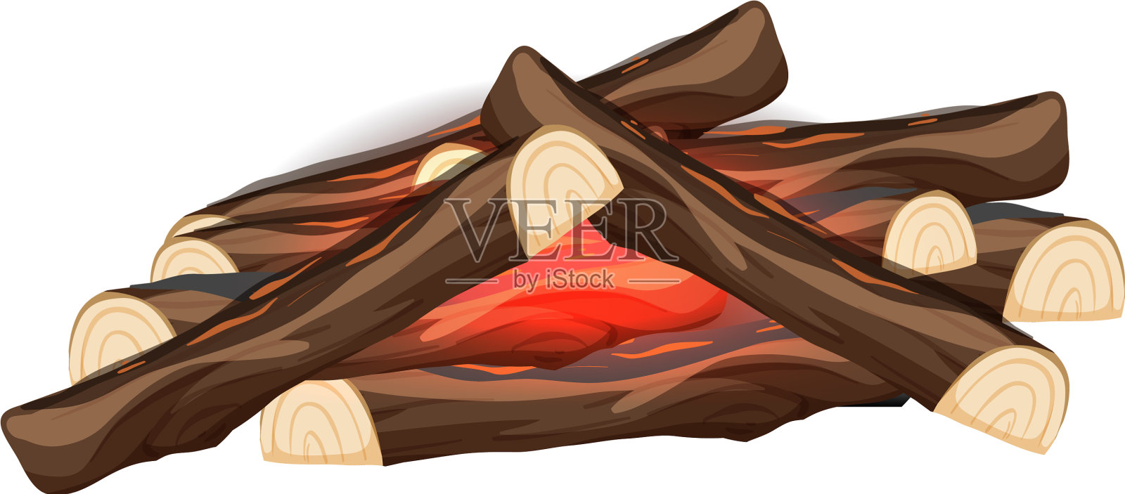 把火苗堆在白色的木头上设计元素图片