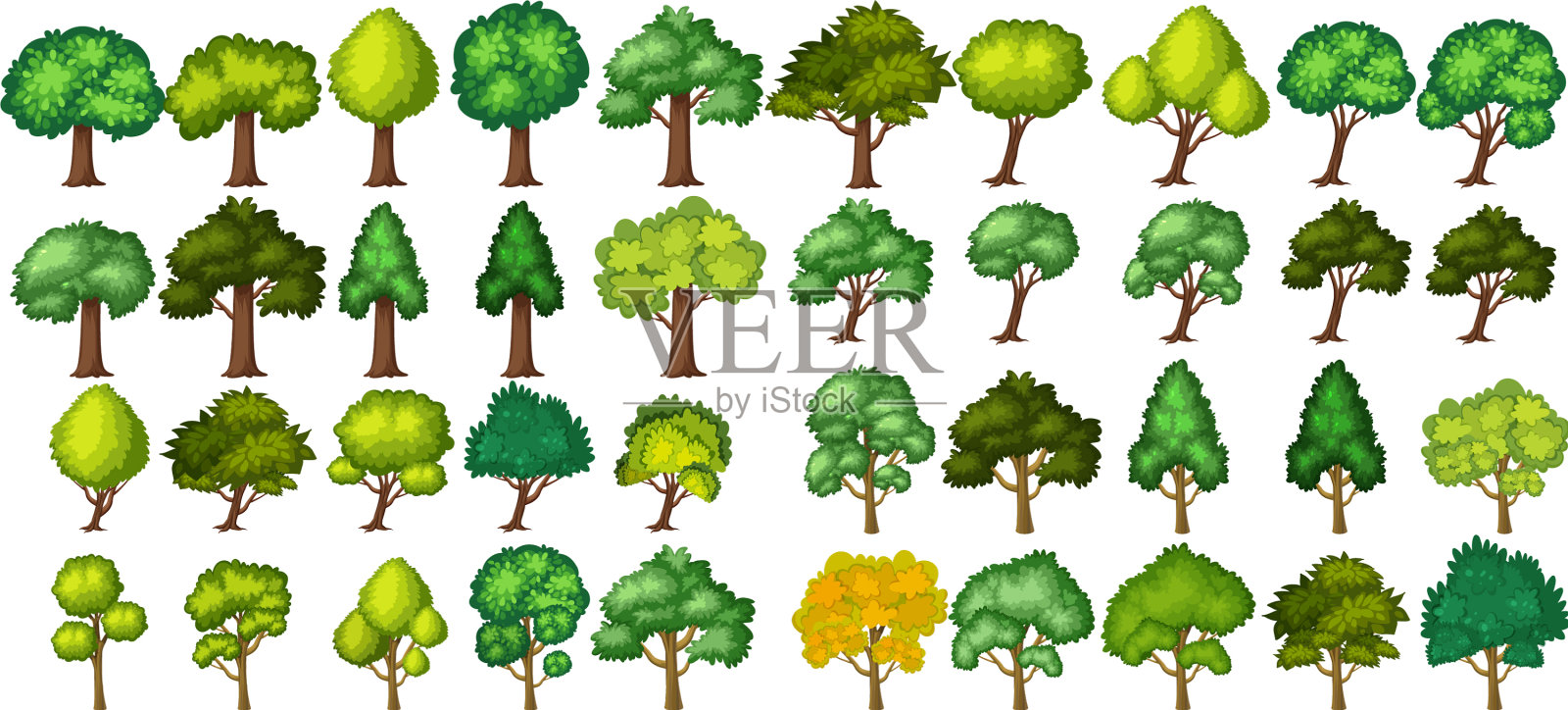 白色背景上的绿树设计元素图片