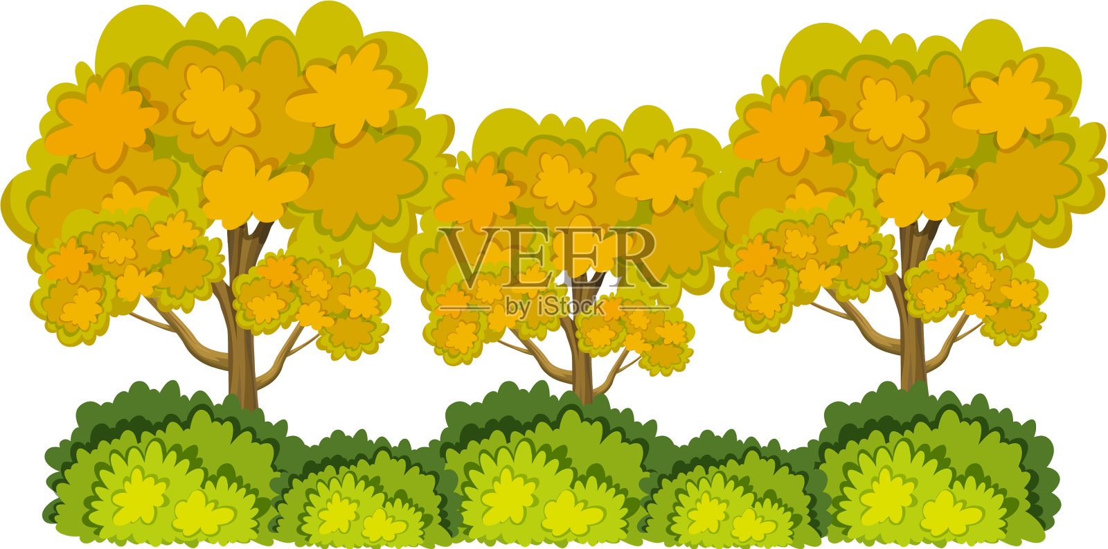 三个大的三和黄色的叶子在白色设计元素图片