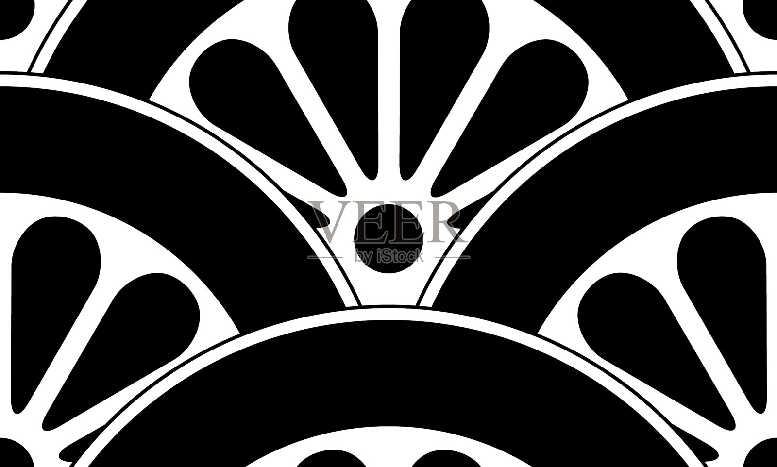 单色菊花圆日纹插画图片素材