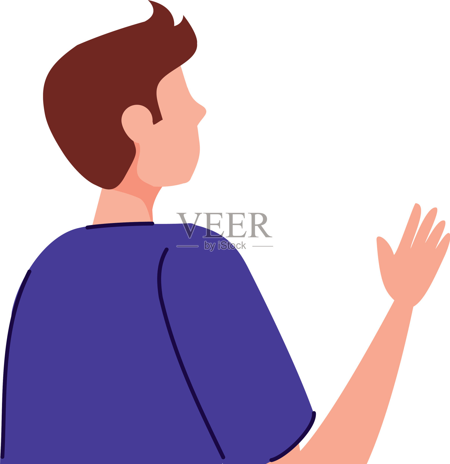 男人背靠手举起孤立的图标插画图片素材