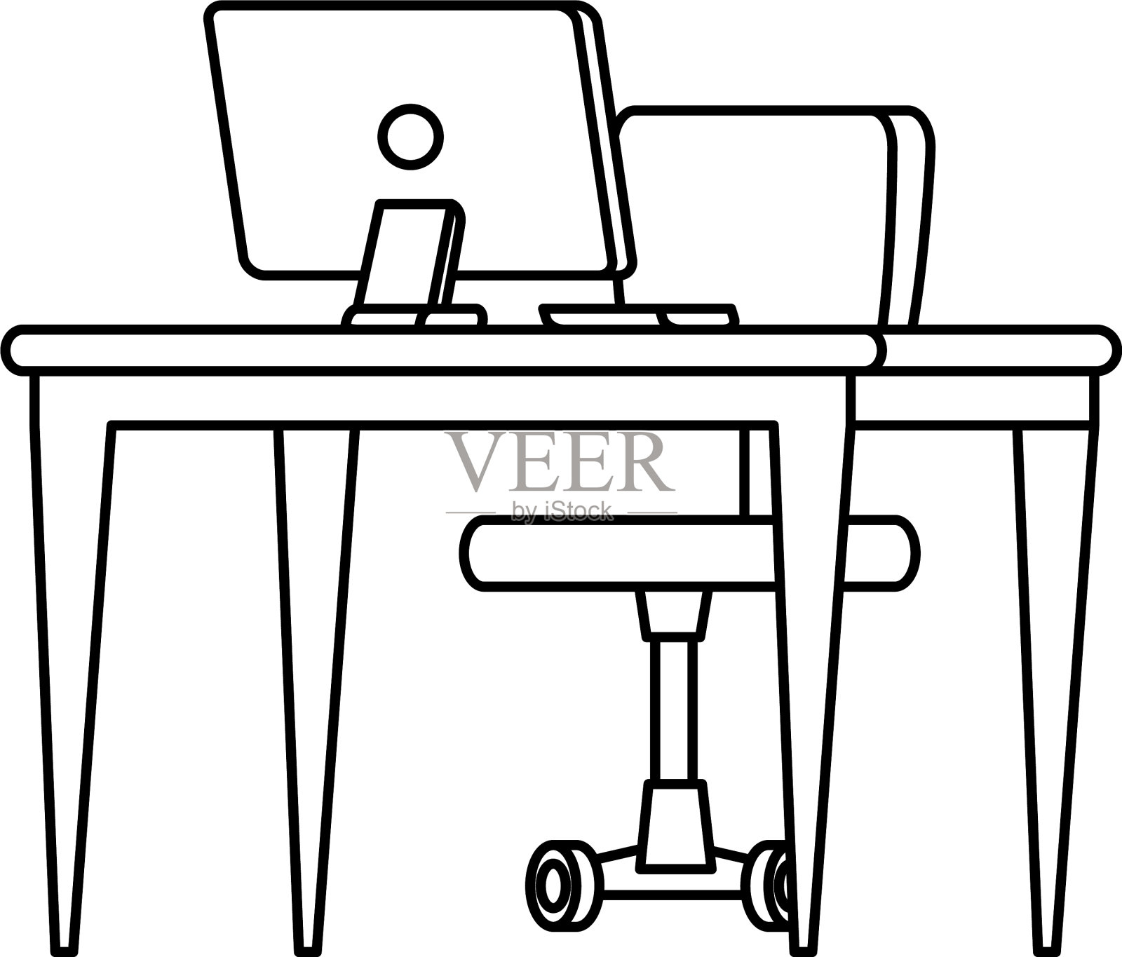 场景工作场所的桌子和椅子设计元素图片