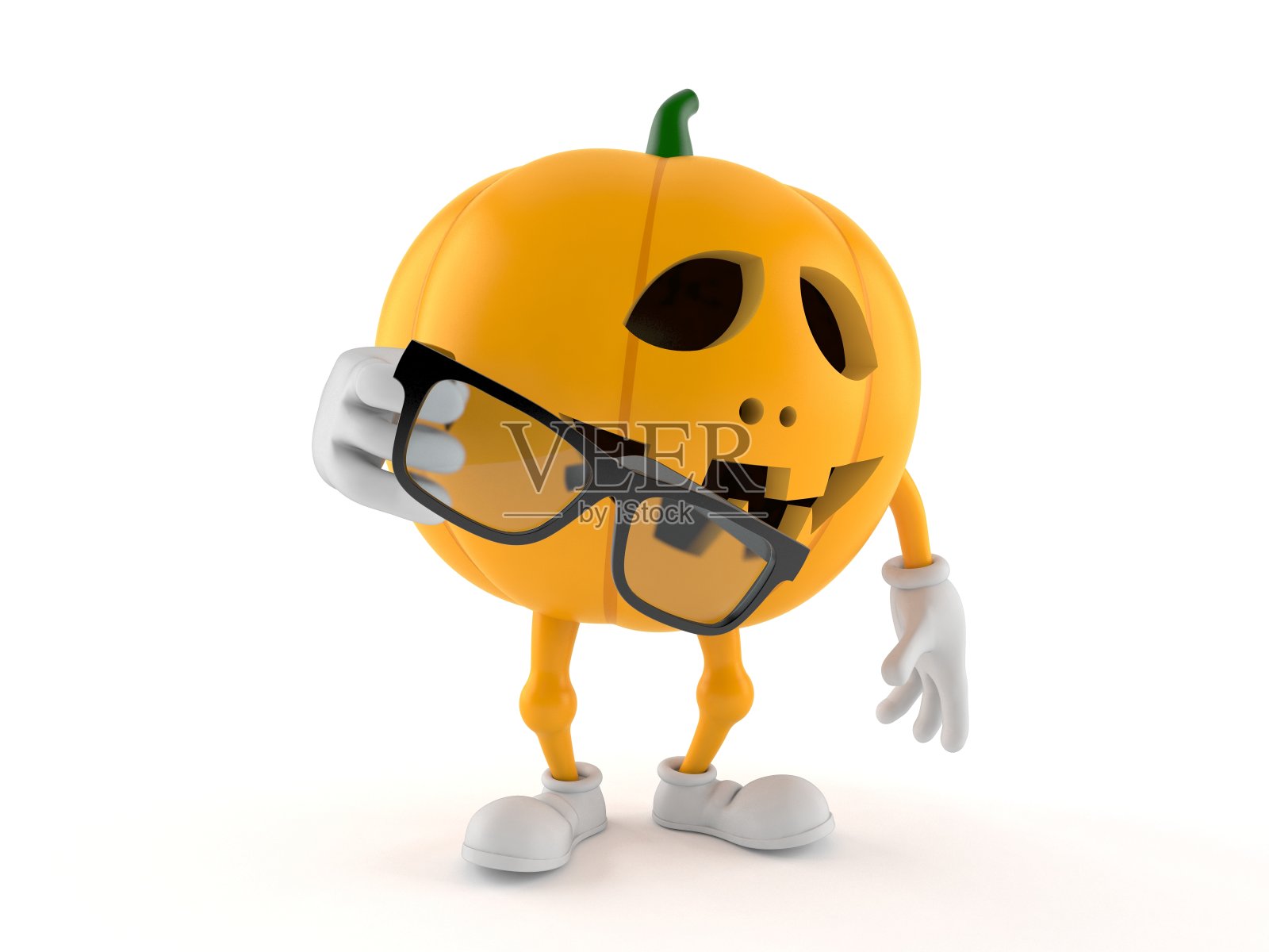 万圣节南瓜人物拿着眼镜照片摄影图片