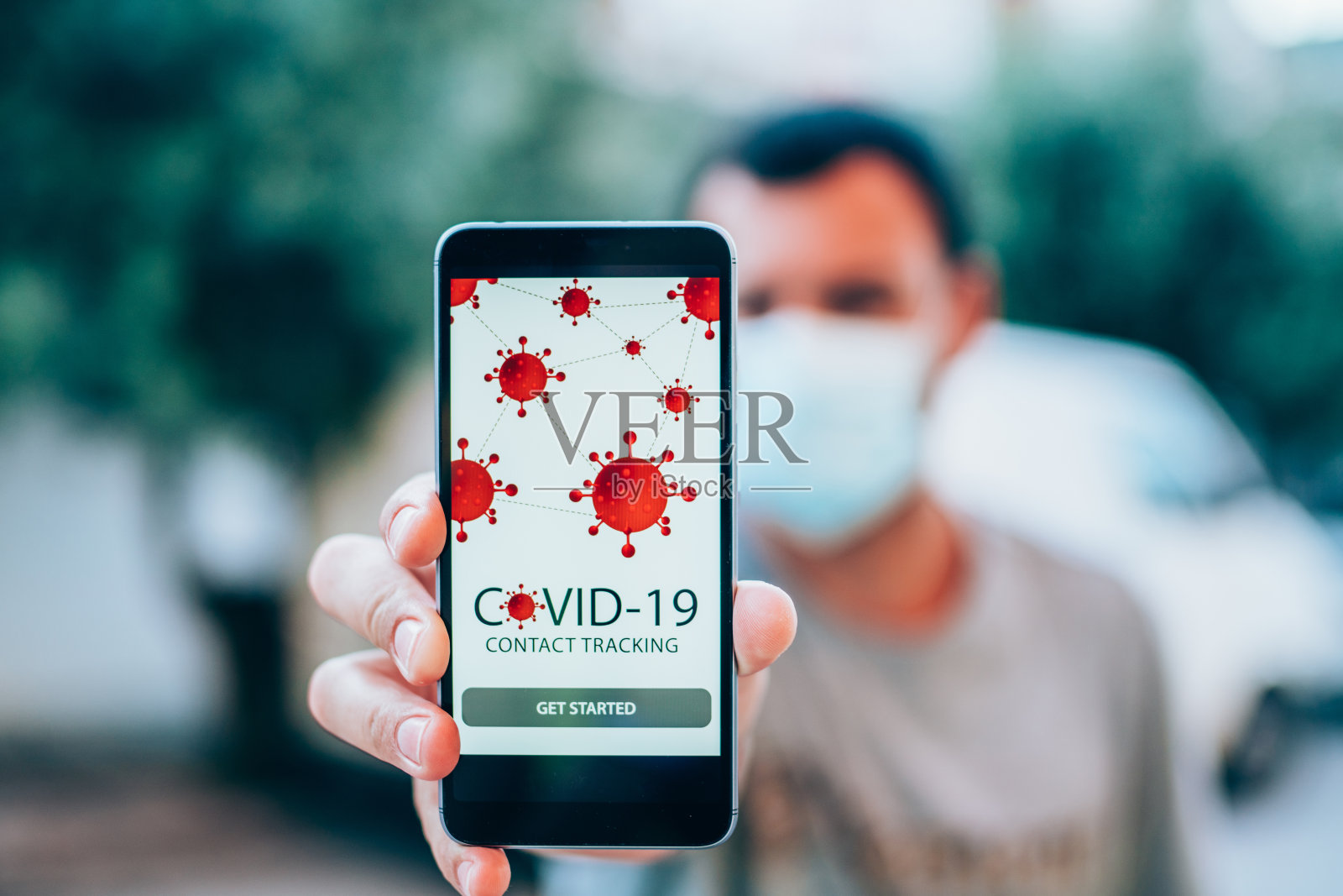 冠状病毒/ Covid-19跟踪应用程序。照片摄影图片