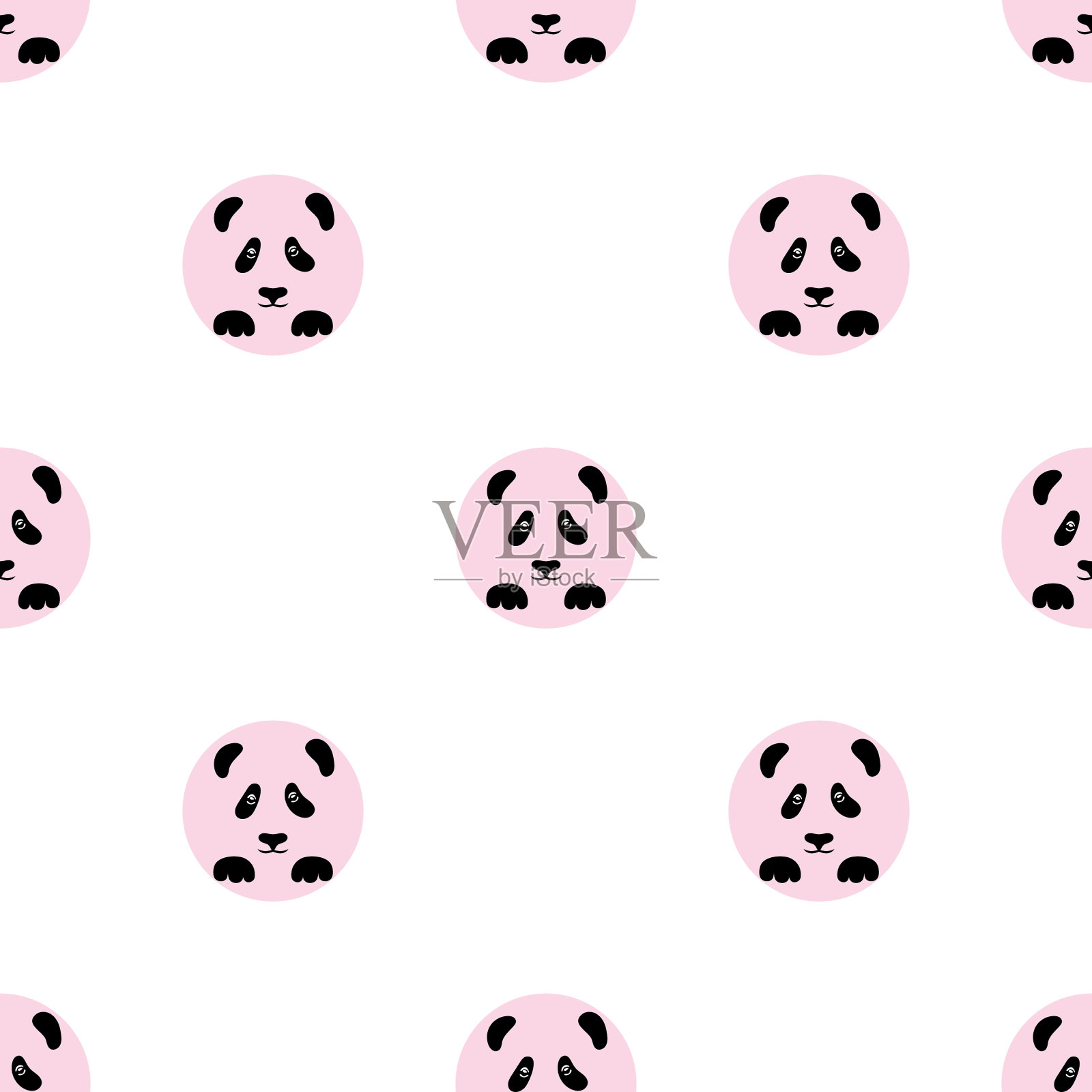 黑脸熊猫在一个粉红色的圆圈熊猫插画图片素材