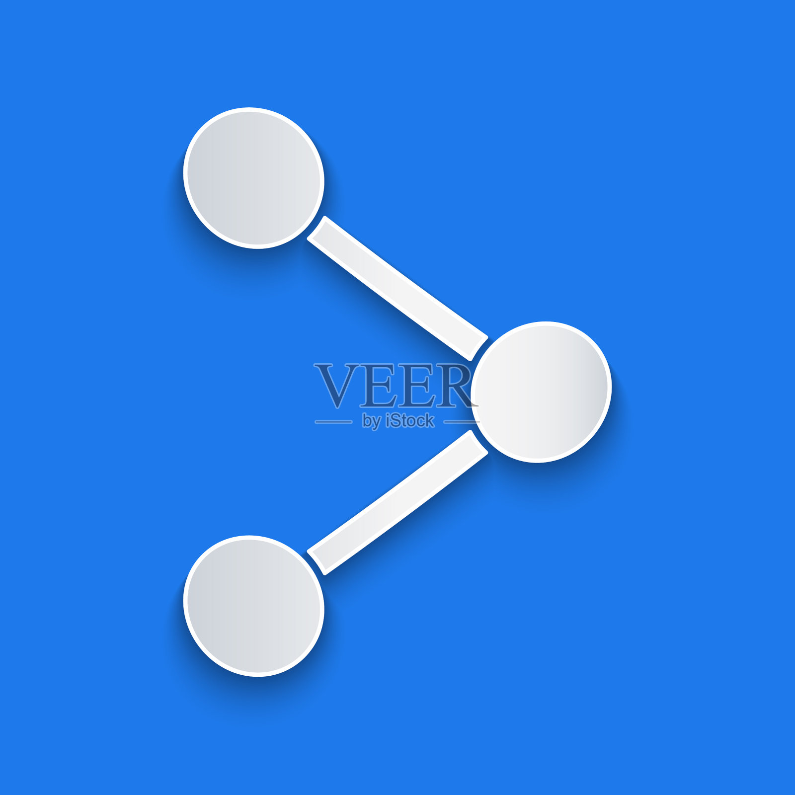 剪纸分享图标孤立在蓝色背景图标素材