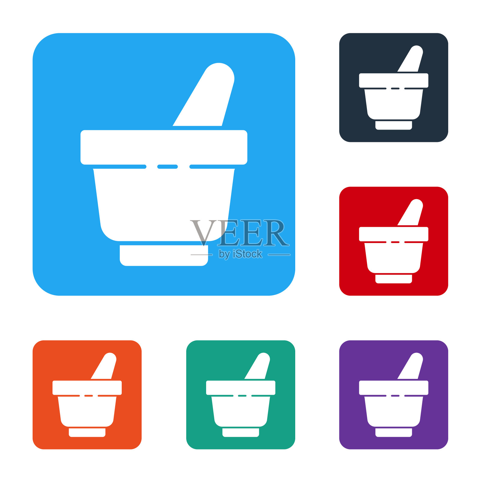 白色研钵和杵的图标孤立在白色图标素材