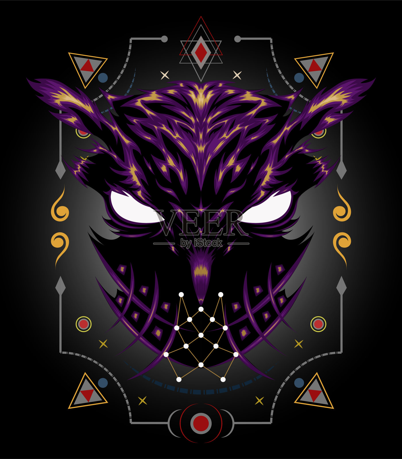 标志猫头鹰，插画猫头鹰精神象征插画图片素材