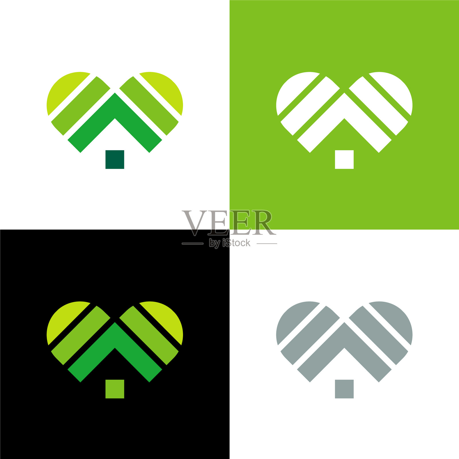 抽象的心和房子标志图标设计模板插画图片素材