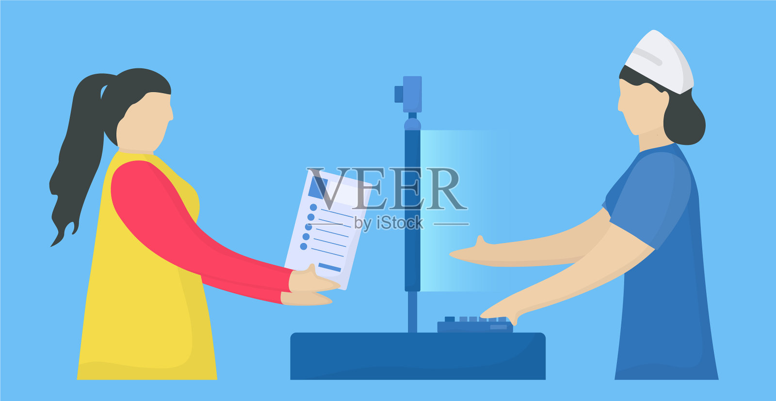 工作流程病人照顾女人生病送插画图片素材