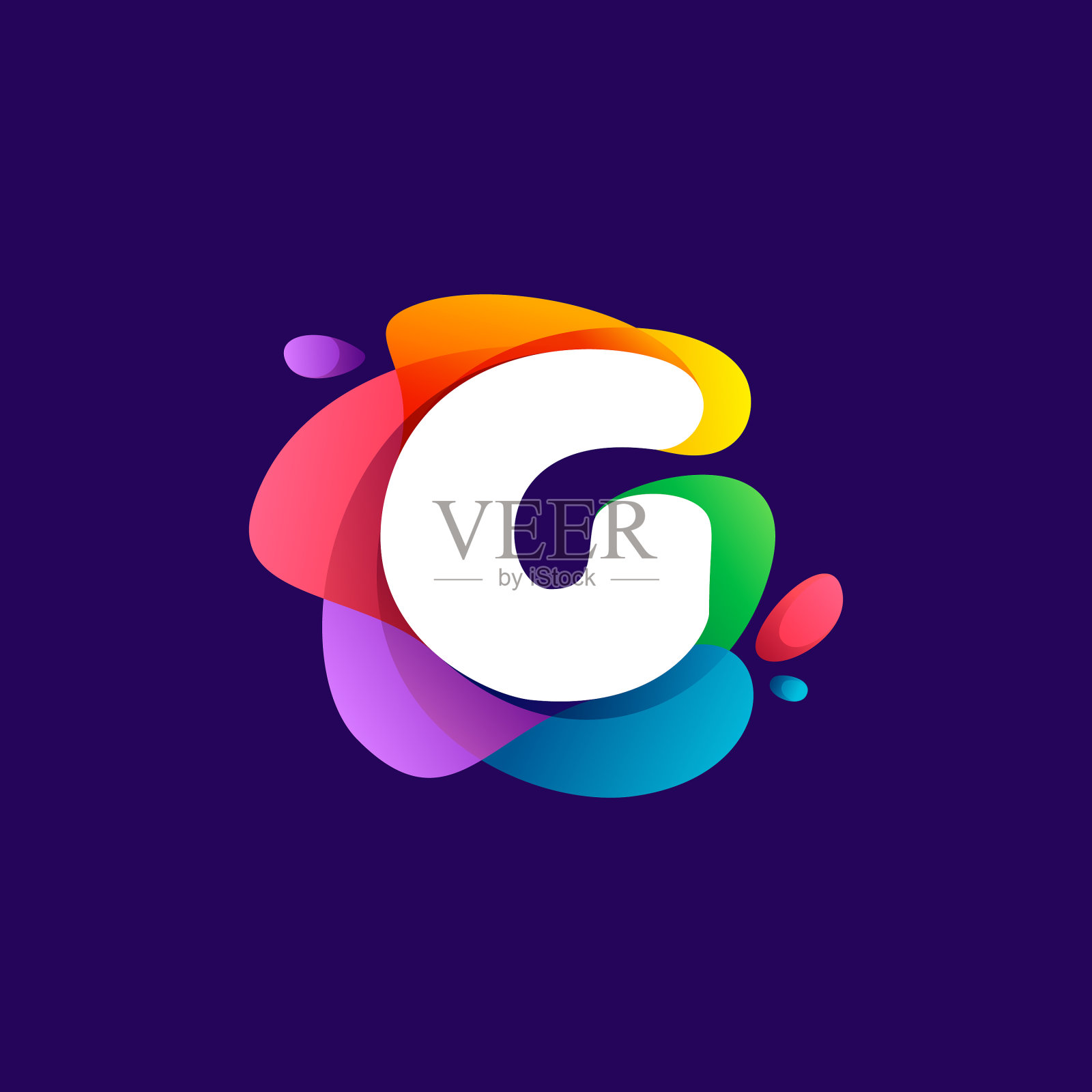 字母g标志在彩色多色渐变插画图片素材