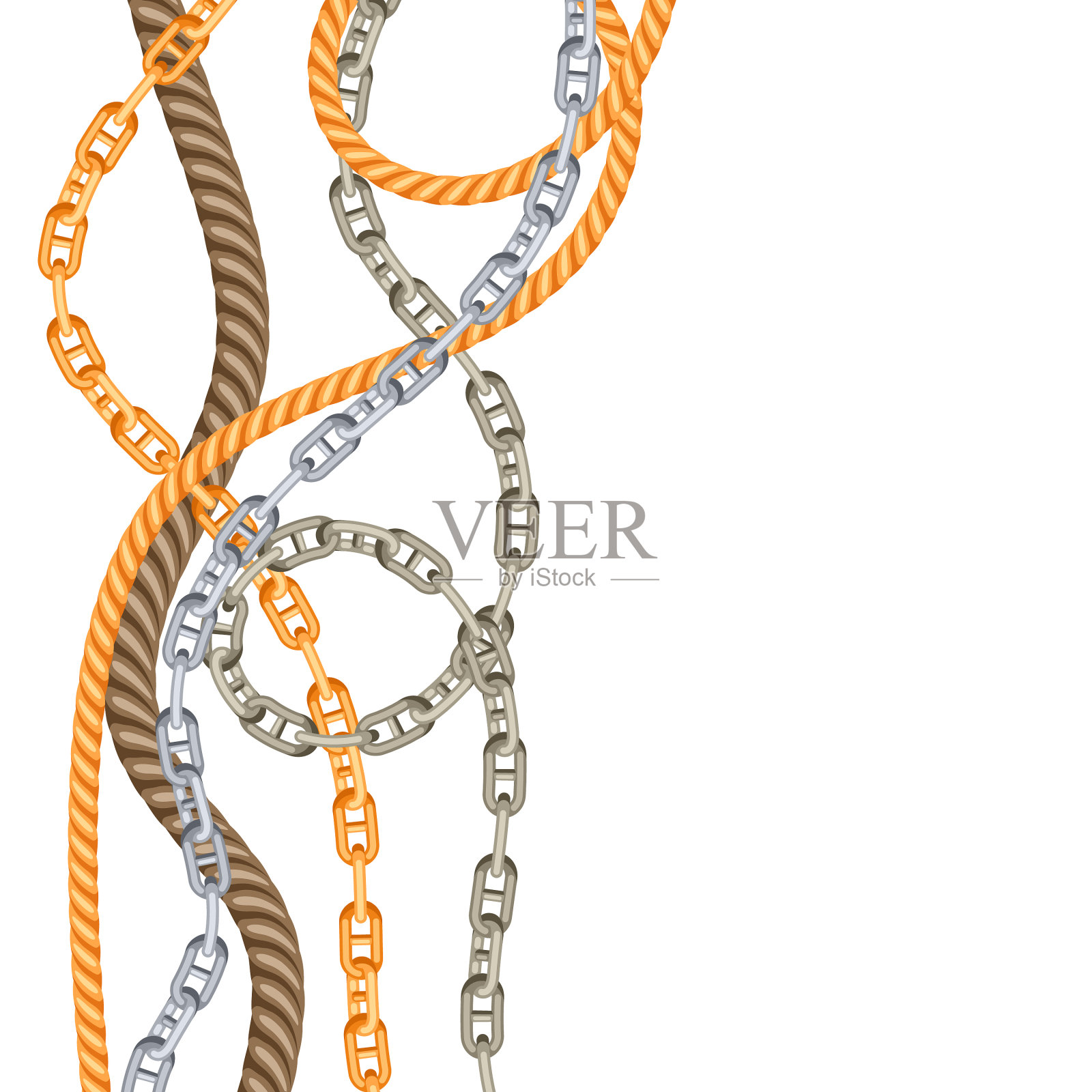 背景与旧链条和绳索插画图片素材