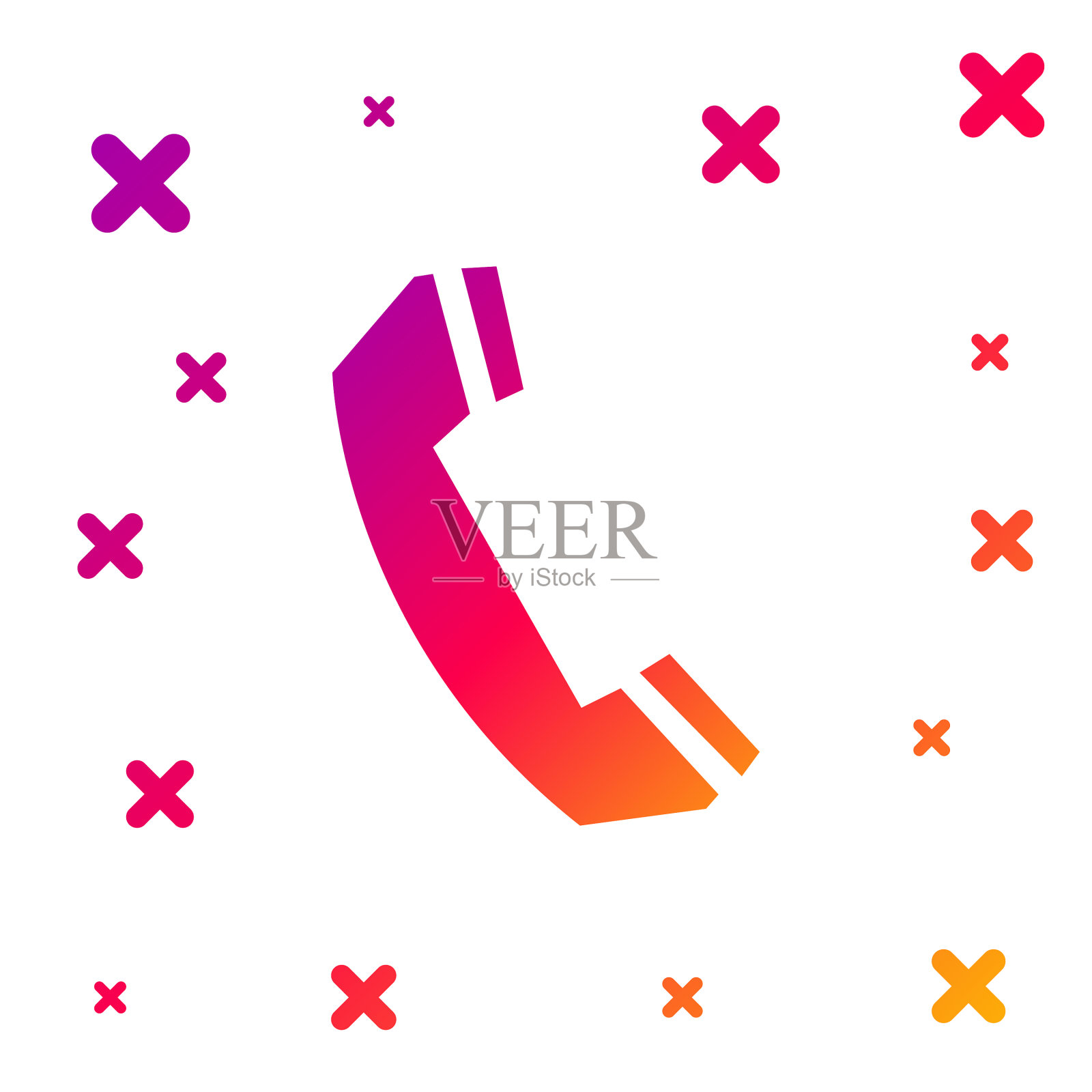 彩色电话听筒图标隔离在白色图标素材