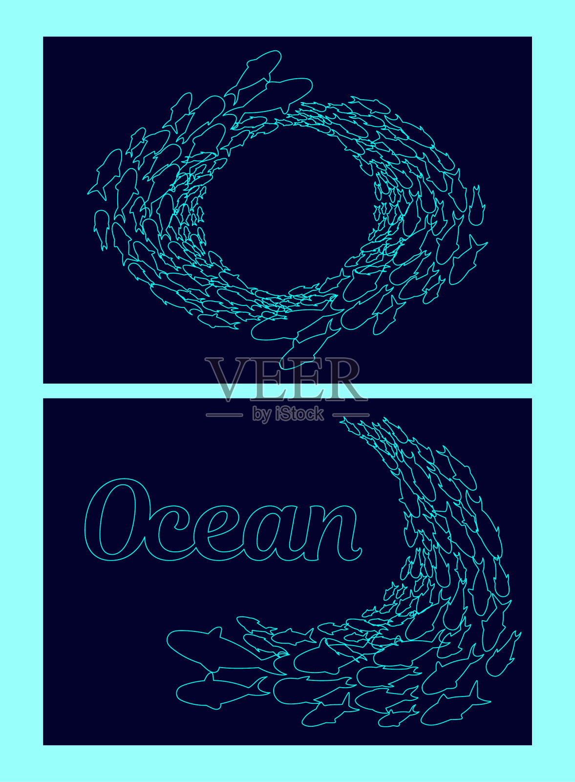 海洋鱼类组插画图片素材