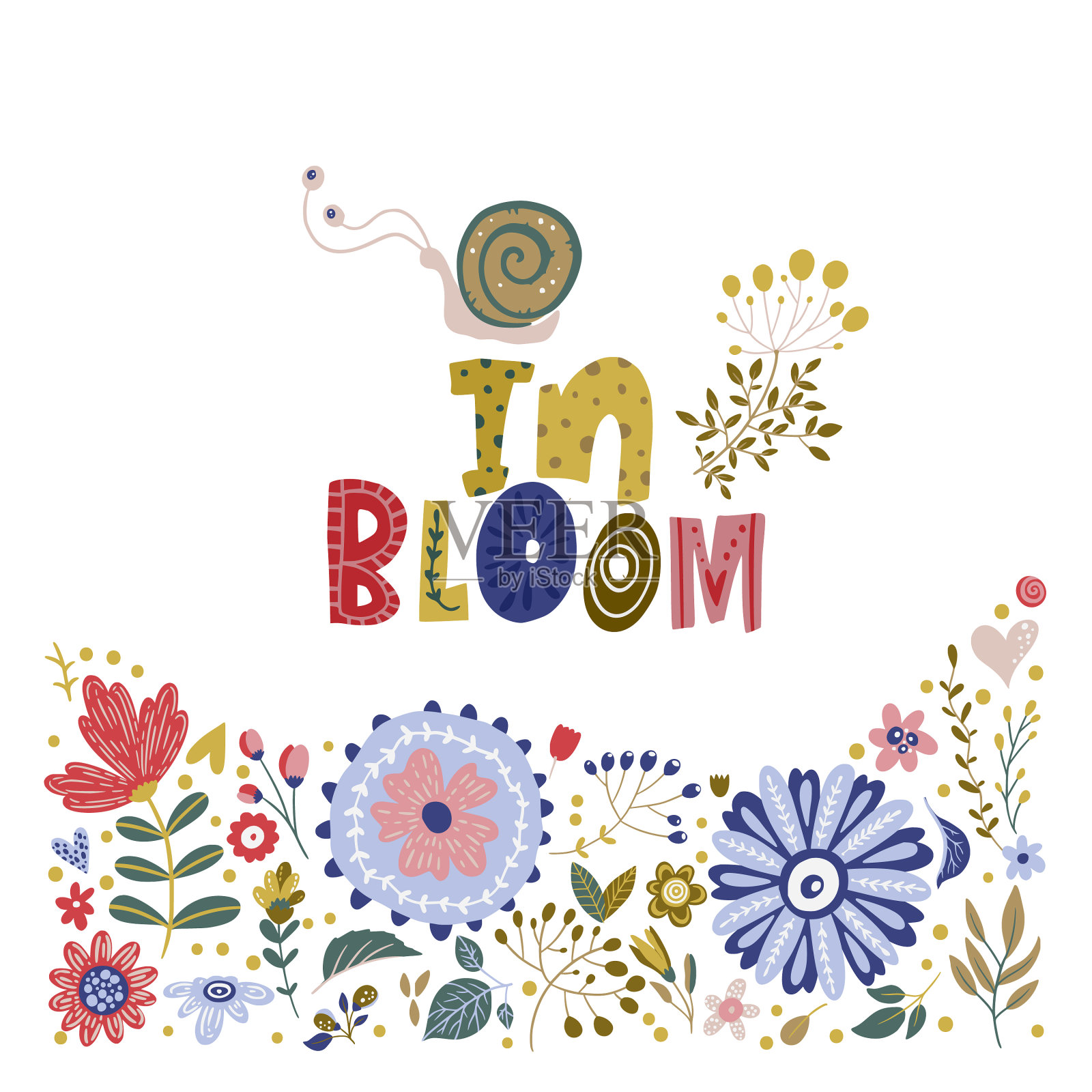 花的颜色字母卡片设计元素图片