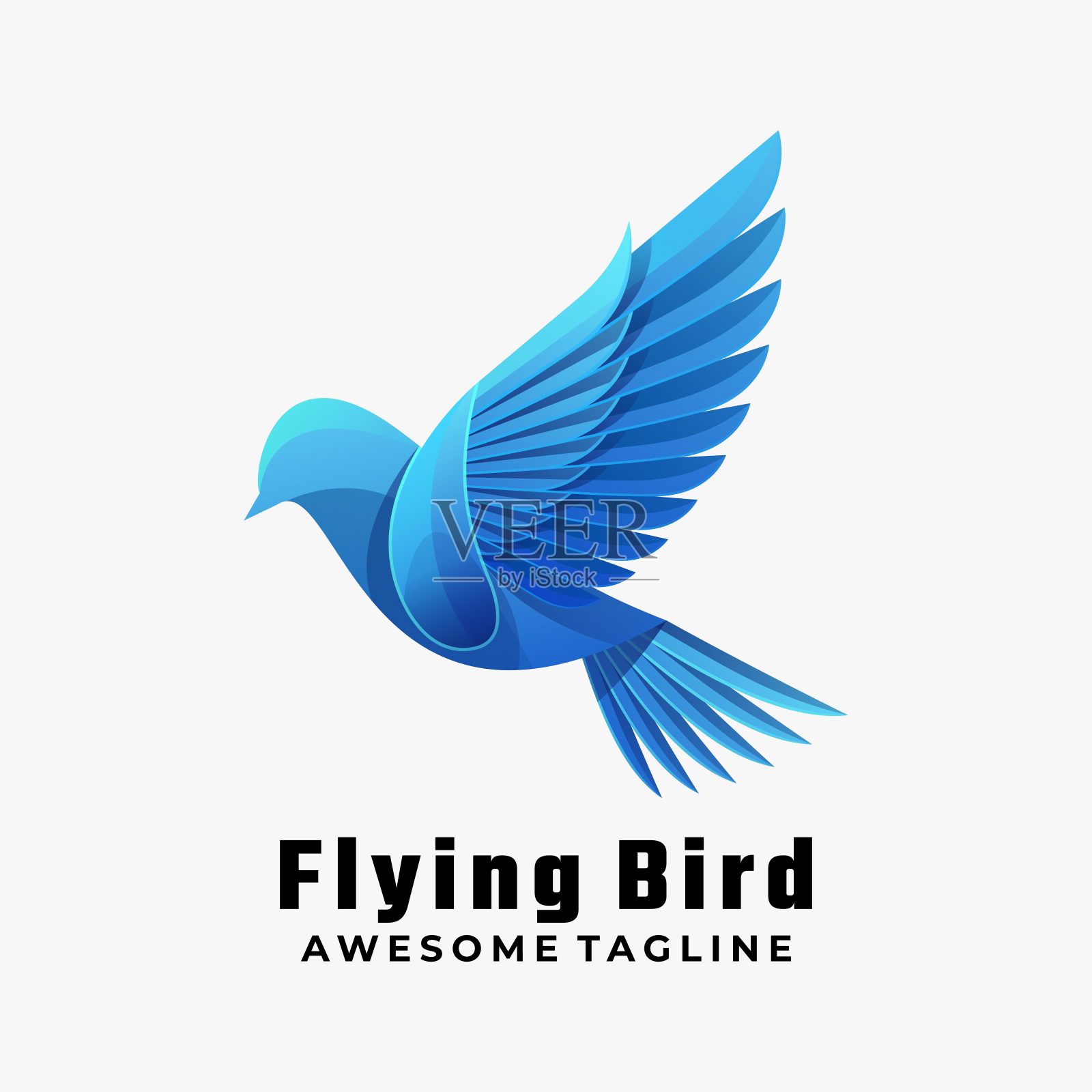 矢量插图飞行鸟梯度彩色风格。插画图片素材