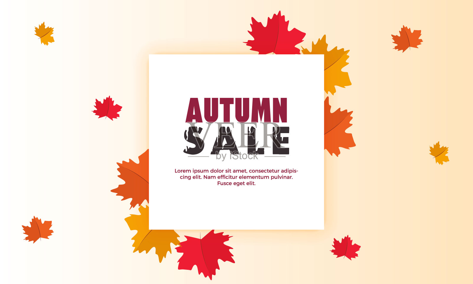 秋天的销售旗帜与季节的树叶插画图片素材