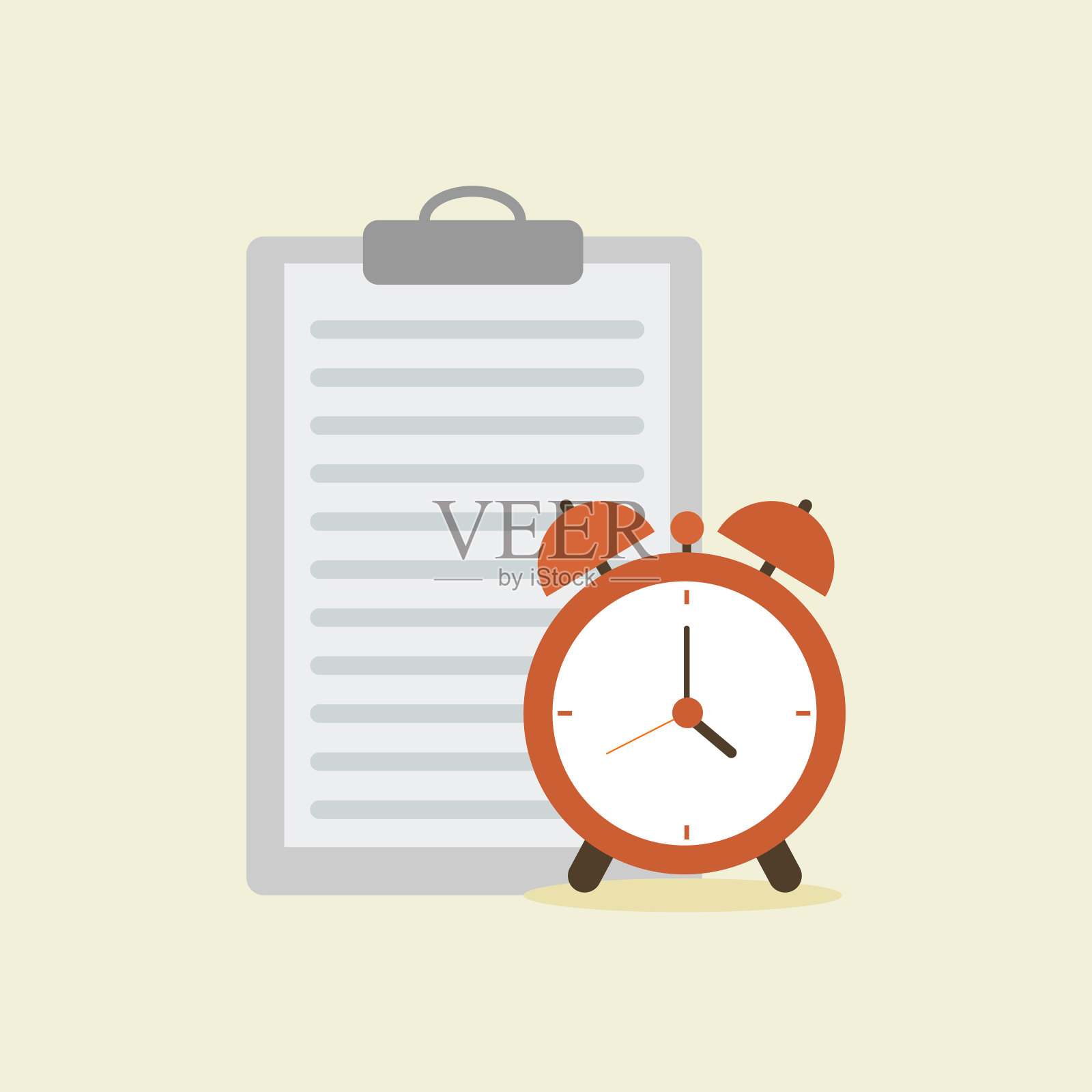 工作和文件截止日期提醒与文件纸和闹钟平面设计矢量插图插画图片素材