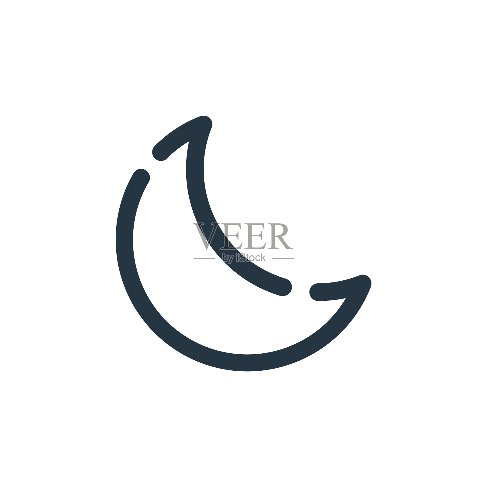 半月矢量图标孤立在白色背景。轮廓，细线半月形图标用于网站设计和手机，应用程序开发。细线半月形轮廓图标矢量插图。插画图片素材