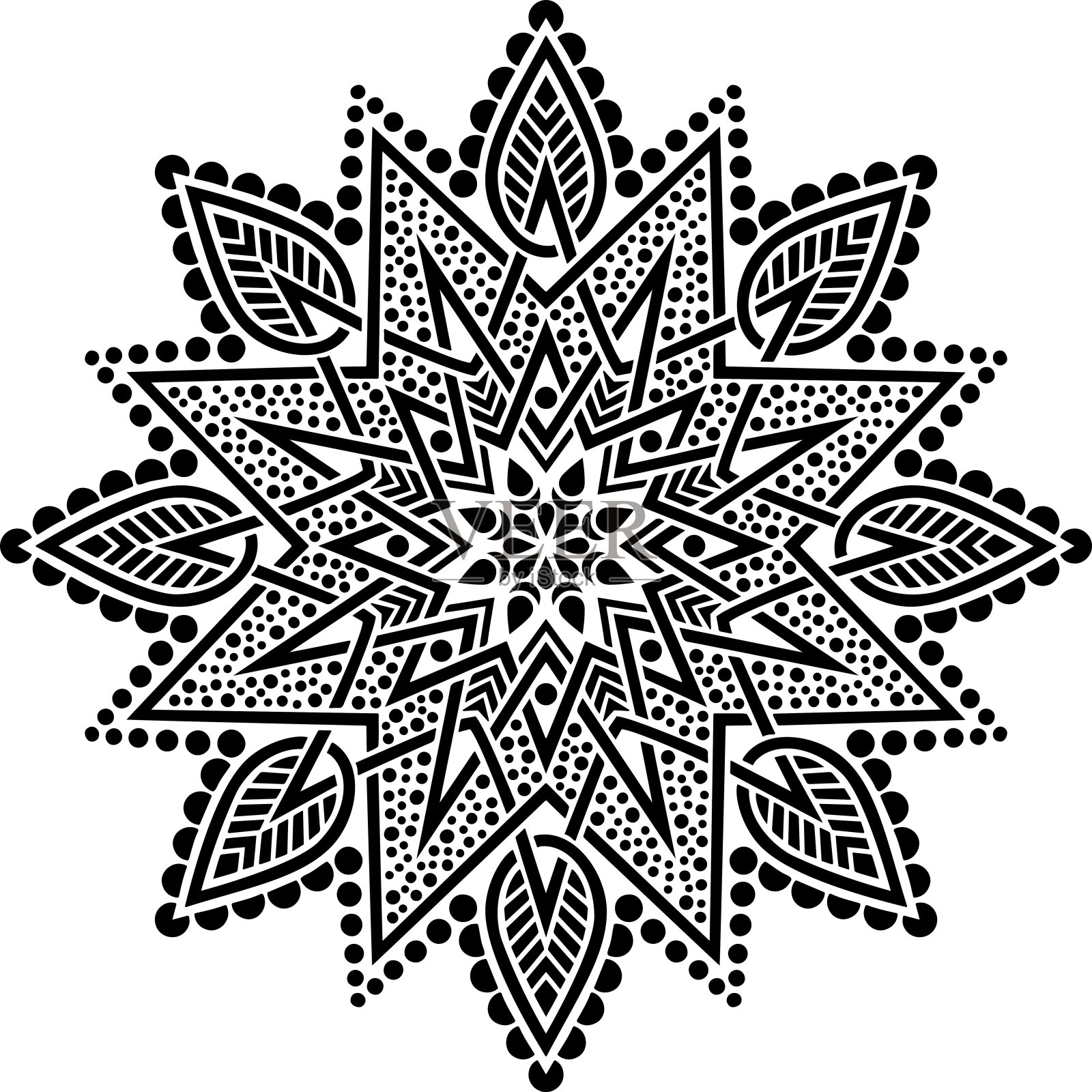 曼荼罗图案模板涂鸦素描插画图片素材