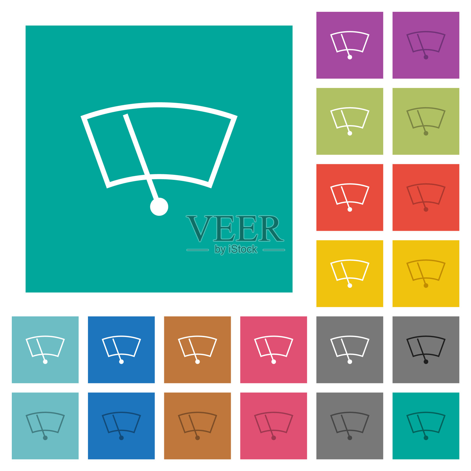 风挡刮水器方形平面多色图标图标素材