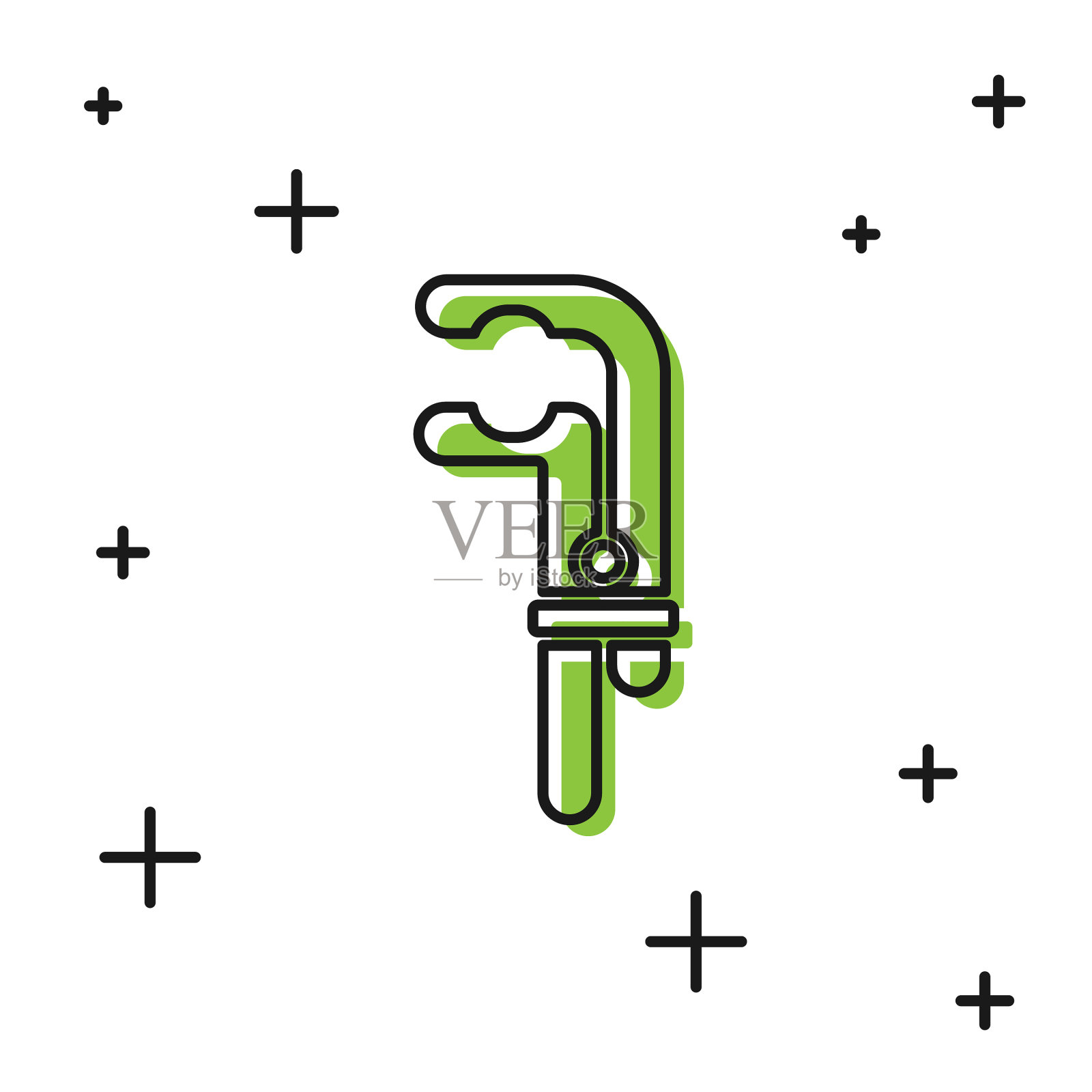 黑色夹钳工具图标孤立在白色背景上插画图片素材