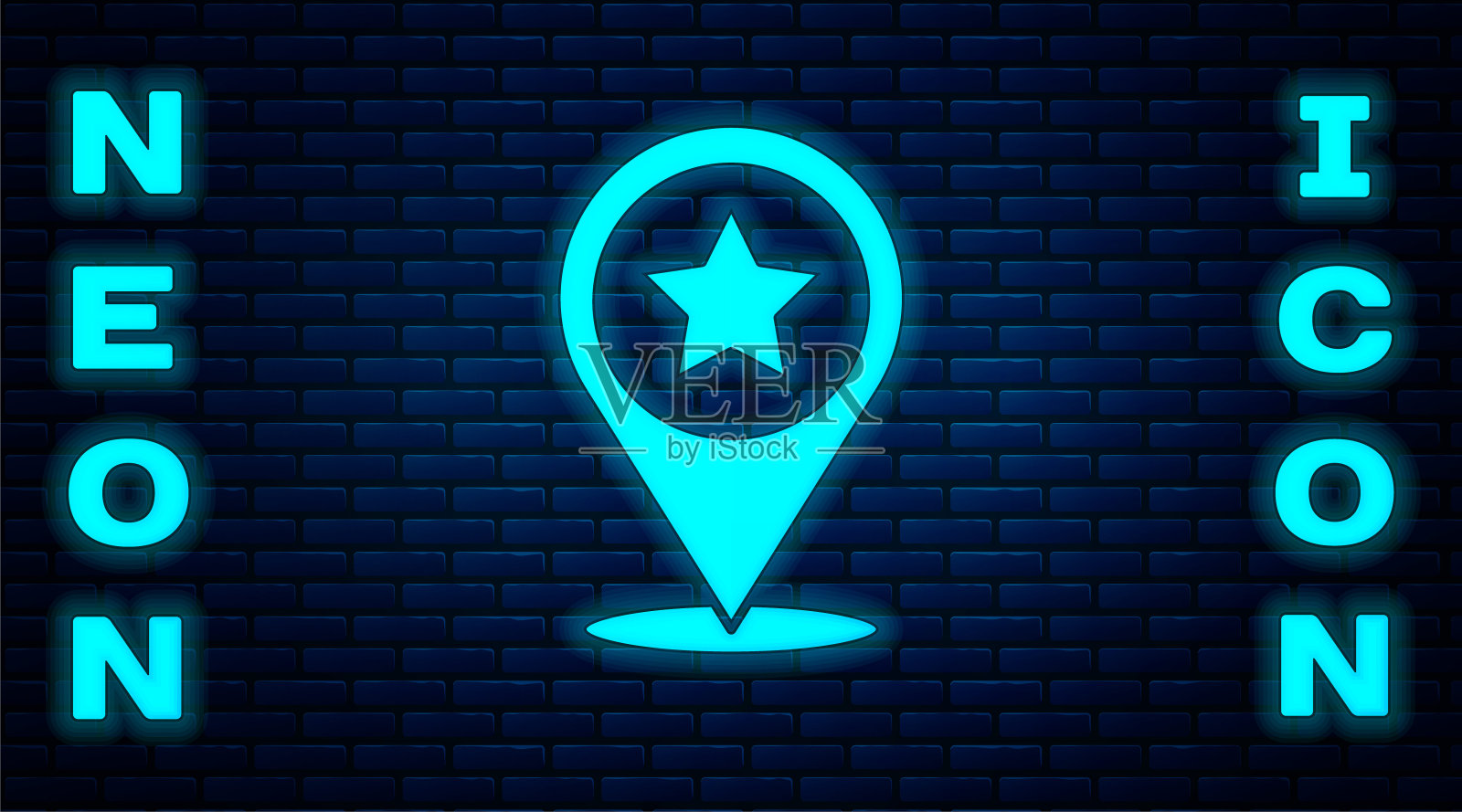 发光的霓虹灯美国独立日图标孤立在砖墙的背景上。7月4日。美利坚合众国国家。向量插画图片素材