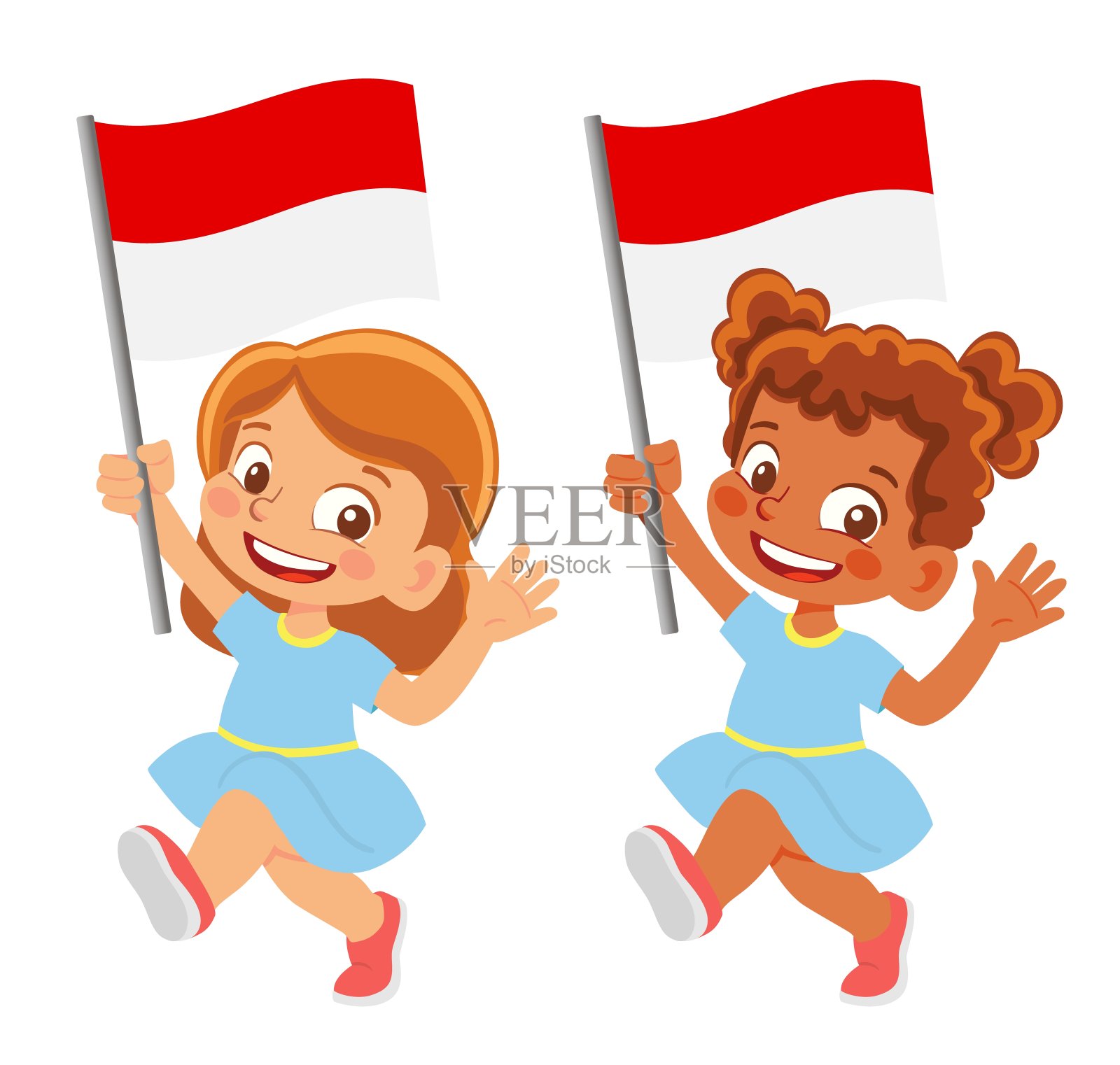 手持印尼国旗的孩子设计元素图片